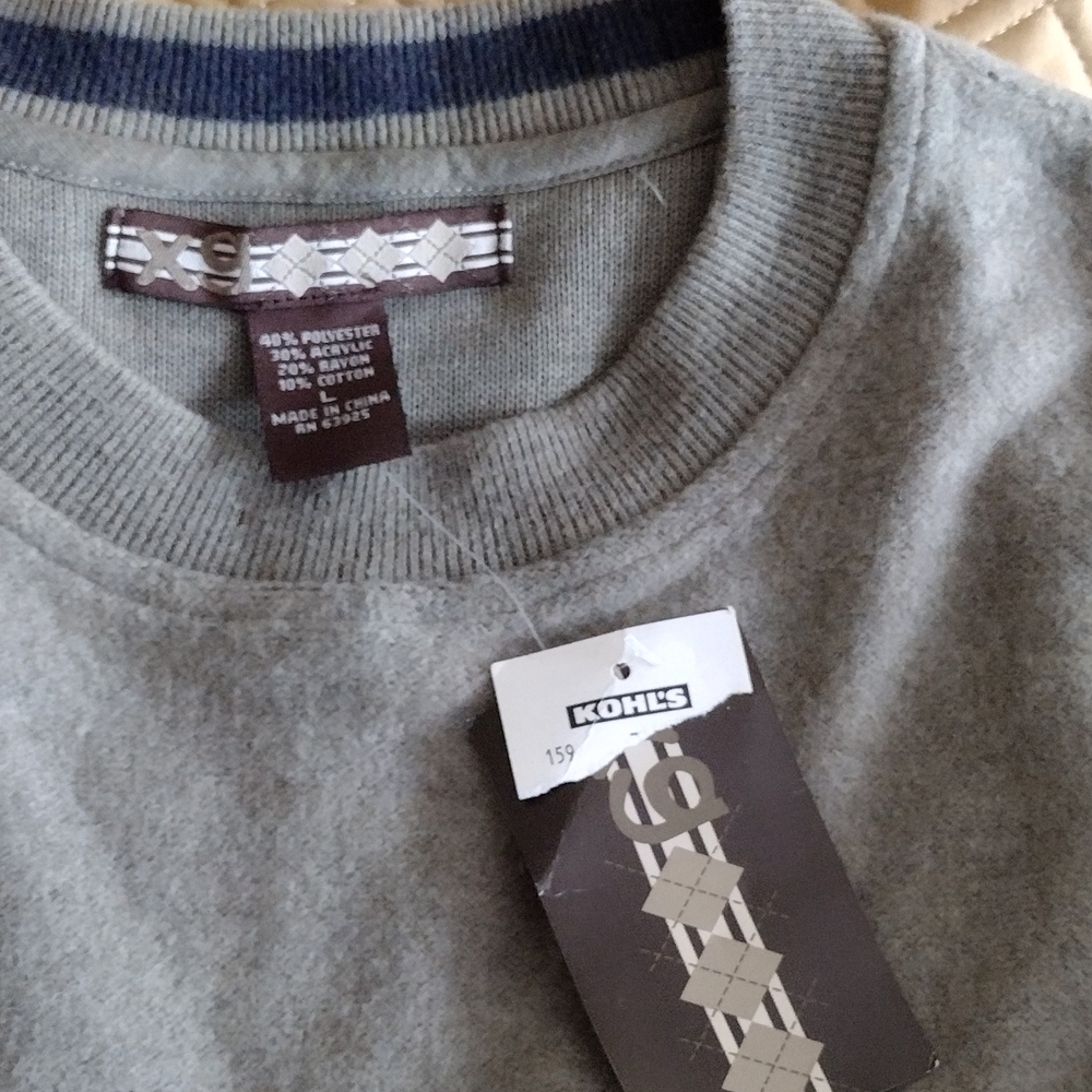 XG Men's Crewneck Sweater - Olive and Dark Brown
